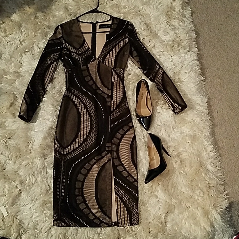 New bodycon black midi dress.